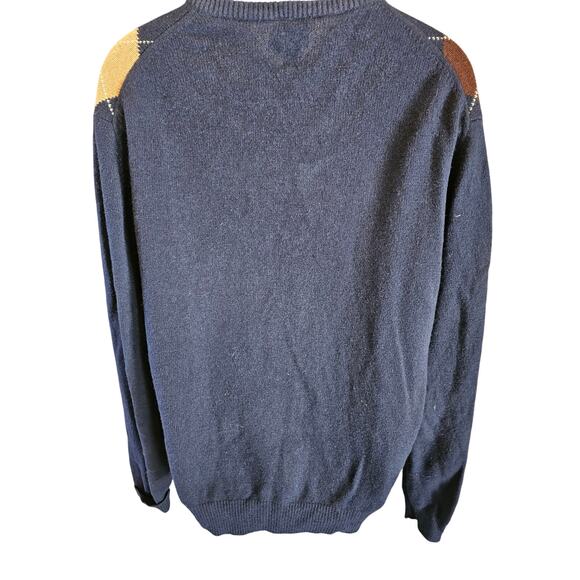 Jos A Bank XL lambswool wool blend argyle knit mens sweater warm winter blue ^ - Picture 2 of 6